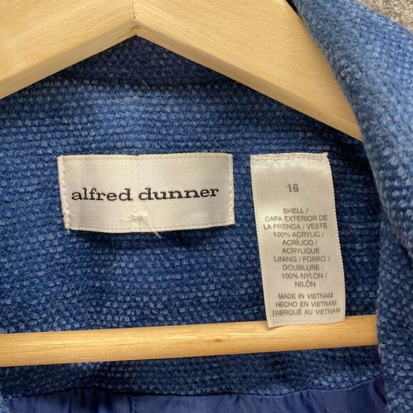 Alfred Dunner Jacket Women 16 Plus Blue Geometric Button Up Collared Long Sleeve - Picture 4 of 7